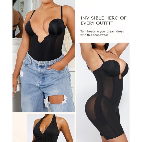 Strapless Shapewear Deep Plunge Corset Tummy Control Backless Bodysuit for Women - Picture 5 of 6